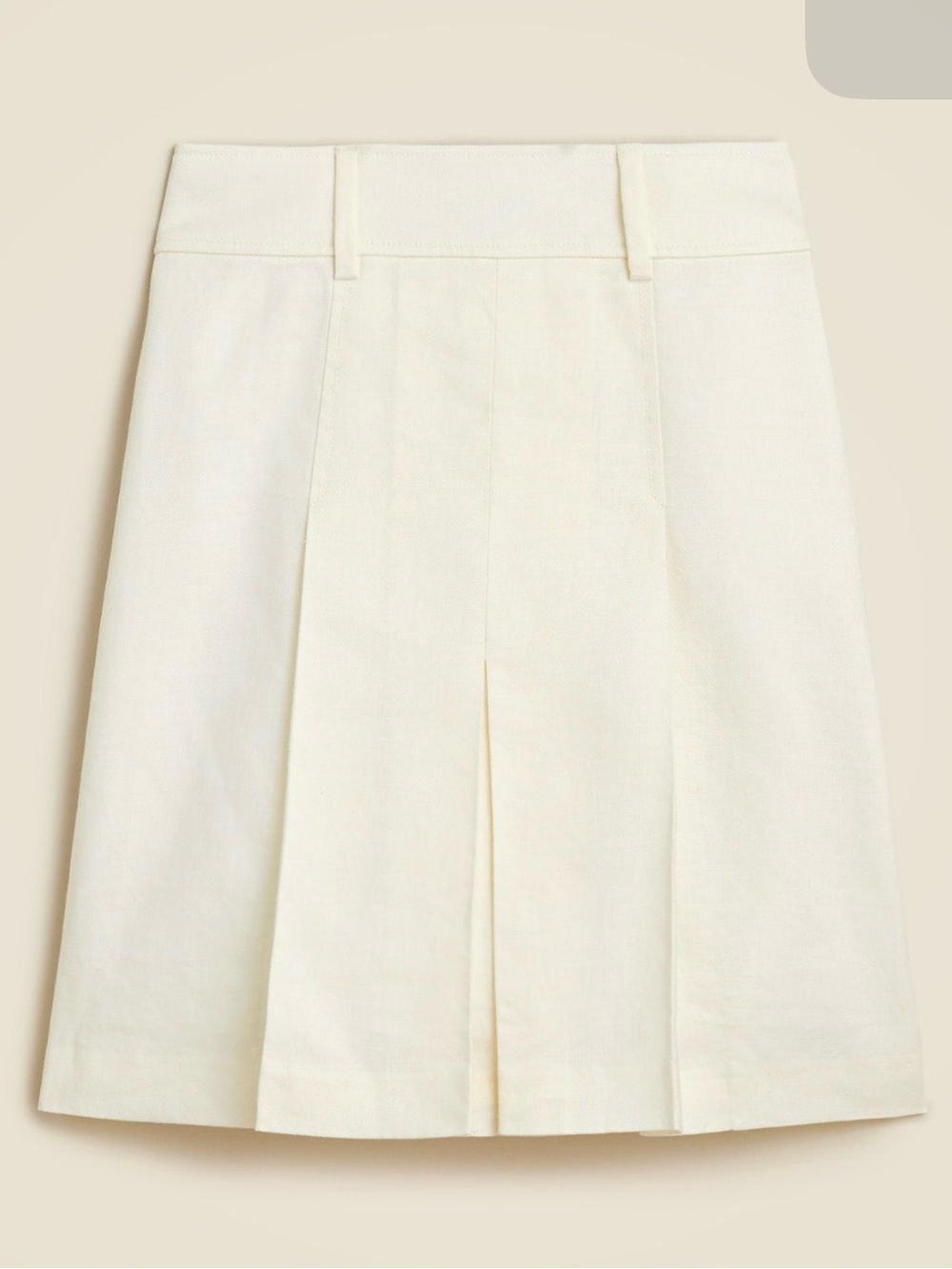 J.CREW Ivory Linen Blend Pleated Lined Woven Knee Length Skirt ~ Sz 00
